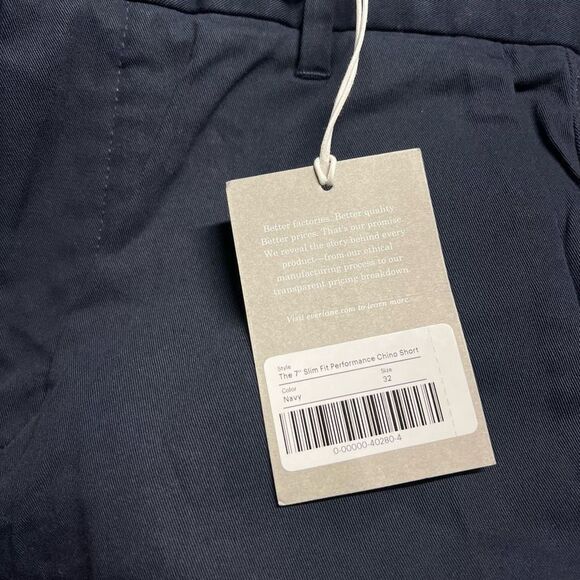 Everlane The 7" Slim Fit Performance Chino Short Deep Navy Size 32 NWT - Picture 7 of 8